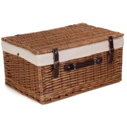 Red Hamper Wicker 51cm Double Steamed Picnic Basket with Cotton Lining in Cream - thumbnail 2