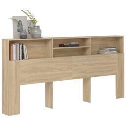 Berkfield Home Headboard Cabinet Sonoma Oak 220x19x103.5 cm in Brown - thumbnail 6