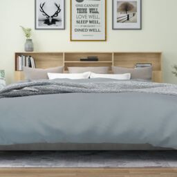 Berkfield Home Headboard Cabinet Sonoma Oak 220x19x103.5 cm in Brown - thumbnail 5