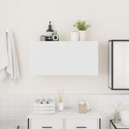 Berkfield Home Bathroom Wall Cabinet White 80x25x40 cm Engineered Wood - Size: 80 x 25 x 40 cm - thumbnail 3