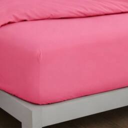 Smart Living Polycotton Bed Linen Luxury Fitted Bedsheet or Pillowcase Non Iron in Pink - Size: Super King Fitted - thumbnail 2
