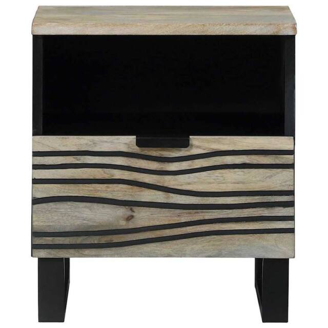 Berkfield Home Modern Bedside Tables with Drawer White & black 40 x 33 x 46 cm - image 1