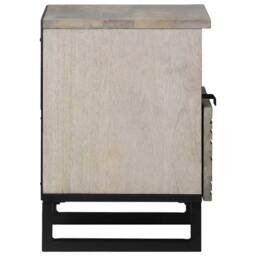 Berkfield Home Modern Bedside Tables with Drawer White & black 40 x 33 x 46 cm - thumbnail 4