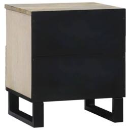 Berkfield Home Modern Bedside Tables with Drawer White & black 40 x 33 x 46 cm - thumbnail 5