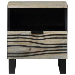 Berkfield Home Modern Bedside Tables with Drawer White & black 40 x 33 x 46 cm - thumbnail 1