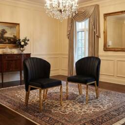 HOME LUXE INTERIOR Set of 2 Black Velvet Fabio Dining Chairs with Luxury Gold Frame - thumbnail 4