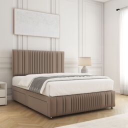 "BSSPOKE Rosie Plush Velvet Divan Bed Set 24"" Headboard & Mattress No Drawers in Bronze - Size: Single" - thumbnail 2