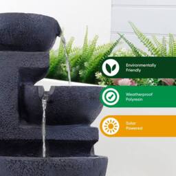 Gardenwize Solar Cascading Water Feature With Battery Back Up in Dark Grey - thumbnail 4