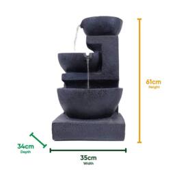 Gardenwize Solar Cascading Water Feature With Battery Back Up in Dark Grey - thumbnail 2