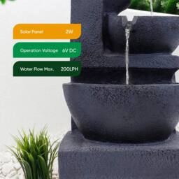 Gardenwize Solar Cascading Water Feature With Battery Back Up in Dark Grey - thumbnail 6