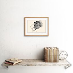 "Artery8 Wall Art Print Woman with Headdress Art Framed 9x7 inch in Beige - Size: W7"" x H9""" - thumbnail 2