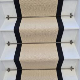 RainbowHome Angel Cream Stair Runner With 100% Black Cotton Border - Size: 60 cm x 700 cm - thumbnail 1