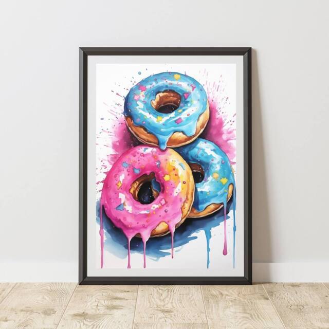 60 SECOND MAKEOVER Donuts Pop Art Prints For Walls Urban Street Art Aesthetic Posters - Size: A4 - image 1