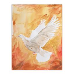 "Artery8 White Peace Dove Warm Orange Red Watercolour Wall Art Print - Size: W18"" x H24""" - thumbnail 1