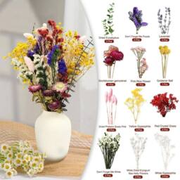 Havendro 30cm Dried Flowers Bouquet Home Decor Tan Mauve White UK - thumbnail 5