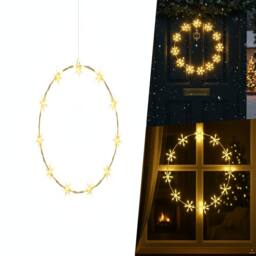 Pegdev Outdoor Christmas LED Metal Wreath Warm White 8 Function Decor 36cm - thumbnail 4