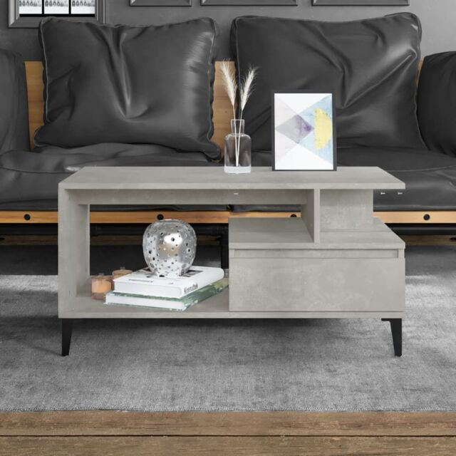 Berkfield Home Coffee Table Concrete Grey 90x49x45 cm Engineered Wood - Size: 90 x 49 x 45 cm - image 1
