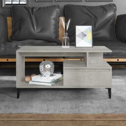 Berkfield Home Coffee Table Concrete Grey 90x49x45 cm Engineered Wood - Size: 90 x 49 x 45 cm - thumbnail 1