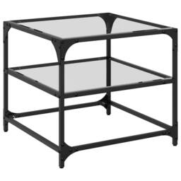 Berkfield Home Coffee Tables with Transparent Glass Top 2 pcs 50x50x45 cm Steel - Size: 50 x 50 x 45 cm - thumbnail 4