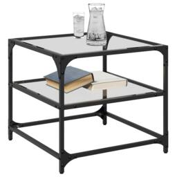 Berkfield Home Coffee Tables with Transparent Glass Top 2 pcs 50x50x45 cm Steel - Size: 50 x 50 x 45 cm - thumbnail 3