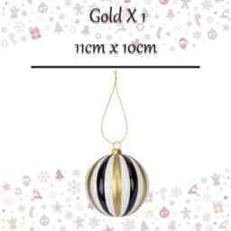 VFM e-Store Christmas Hanging Ball Decoration 11cm x 10cm Gold X 1 - Size: 11 cm x 10 cm - thumbnail 2