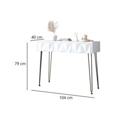 CARME HOME Claudia White 3 Drawers Dressing Table with Black hairpin legs - thumbnail 3