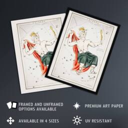 Artery8 Vintage Cepheus Constellation Illustration Hall Framed Wall Art Print in White - Size: A4 - thumbnail 2