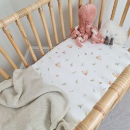Minky Myles Baby Fitted Moses Basket Sheet. Cotton Neautral Bunny Nursery Sheet. Crease. Baby Bedding Crib Sheets in White - thumbnail 5