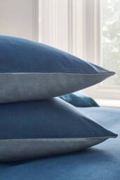 CHRISTY 'Relaxed Linen' Washed Finish Reversible Standard Pillowcase Pair in Blue - thumbnail 3
