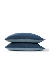 CHRISTY 'Relaxed Linen' Washed Finish Reversible Standard Pillowcase Pair in Blue - thumbnail 2