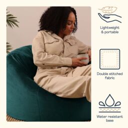icon Kingston Classic Velvet Bean Bag Chair Ochre Yellow Bean Bags in Teal - thumbnail 2