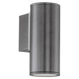 Loops IP44 Outdoor Wall Light Anthracite Zinc Plated Steel 1 x 3W GU10 Bulb in Metallics