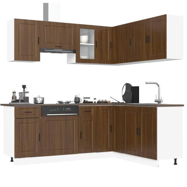 Berkfield Home 11 Piece Kitchen Cabinet Set Porto Brown Oak Engineered Wood - image 1