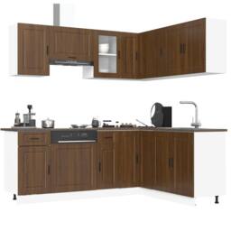 Berkfield Home 11 Piece Kitchen Cabinet Set Porto Brown Oak Engineered Wood - thumbnail 1