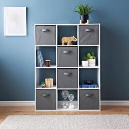 SPOT ON DEALZ 12 Cube Storage Unit Wooden Bookcase Display Shelf Storage Cabinet in White - thumbnail 2