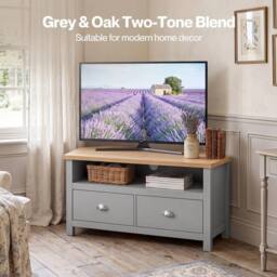 SPETLEK Corner TV Stand in Grey - thumbnail 5