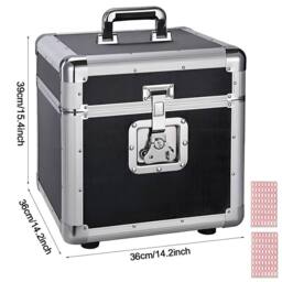 "Havendro 12"" Vinyl Record Storage Box Flight Carry Case Holds 100 in Black" - thumbnail 2