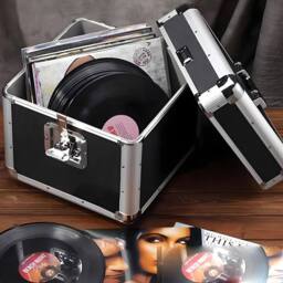 "Havendro 12"" Vinyl Record Storage Box Flight Carry Case Holds 100 in Black" - thumbnail 5