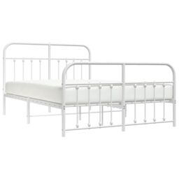 Berkfield Home Metal Bed Frame with Headboard & Footboard White 150x200 cm King Size - thumbnail 3