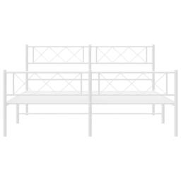 Berkfield Home Metal Bed Frame with Headboard & Footboard White 140x190 cm - thumbnail 4
