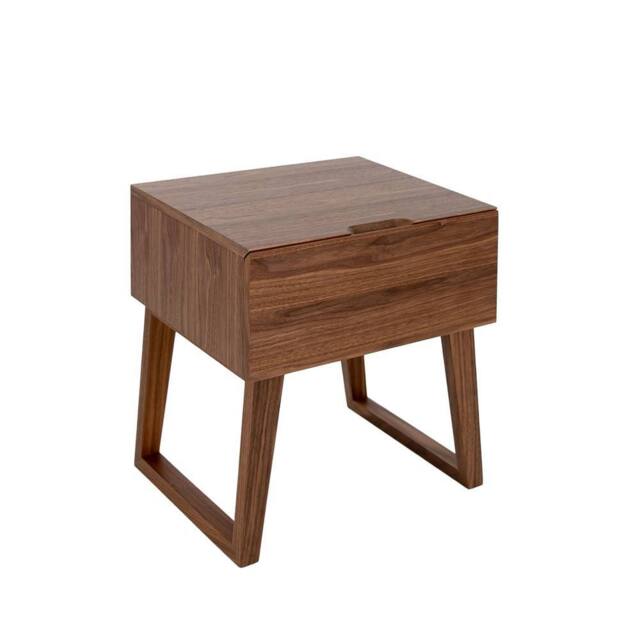 Angel Cerda Walnut Bedside Table 1 Drawer, Soft-Close, 45x40x50 in Brown - image 1