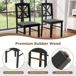 Costway 3PCS Dining Table & Chairs Set Kitchen Table w/2 Upholstered Chairs in Brown - thumbnail 8