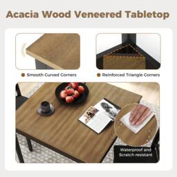Costway 3PCS Dining Table & Chairs Set Kitchen Table w/2 Upholstered Chairs in Brown - thumbnail 6