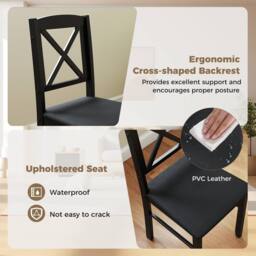 Costway 3PCS Dining Table & Chairs Set Kitchen Table w/2 Upholstered Chairs in Brown - thumbnail 9