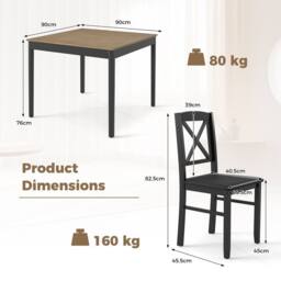 Costway 3PCS Dining Table & Chairs Set Kitchen Table w/2 Upholstered Chairs in Brown - thumbnail 3