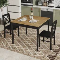 Costway 3PCS Dining Table & Chairs Set Kitchen Table w/2 Upholstered Chairs in Brown - thumbnail 4