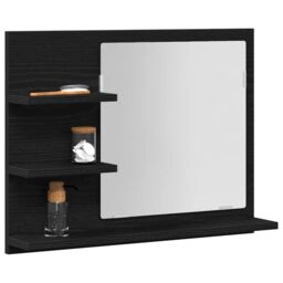 Berkfield Home Bathroom Mirror Black Oak 60x10.5x45 cm Engineered Wood - thumbnail 4