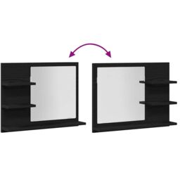 Berkfield Home Bathroom Mirror Black Oak 60x10.5x45 cm Engineered Wood - thumbnail 8