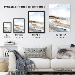 "Artery8 Filey Beach Watercolour Coastal Landscape England Wall Art Print in Beige - Size: W24"" x H32""" - thumbnail 3