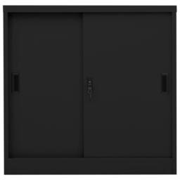 Berkfield Home Office Cabinet with Sliding Door Black 90x40x90 cm Steel - Size: 90 x 40 x 90 cm - thumbnail 3
